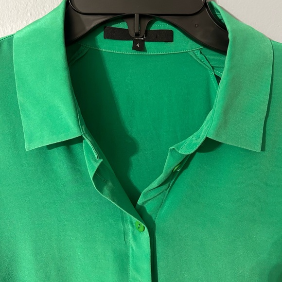Tibi 100% Silk Summer Green Button Down - Picture 3 of 5